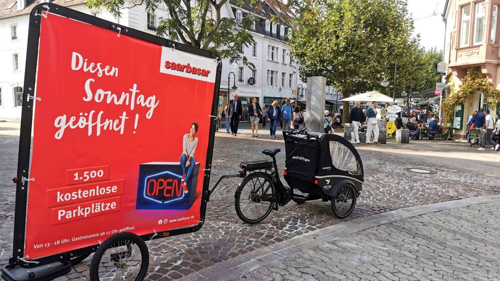 Fahrradwerbung Saarbrücken Fahrradplakat Innenstadt Saarbasar
